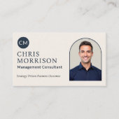 Carte De Visite Management Consultant Photo QR Code Navy Blue (Devant)