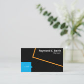 Carte De Visite Manager Élégant professionnel noir, bleu, jaune (Debout devant)