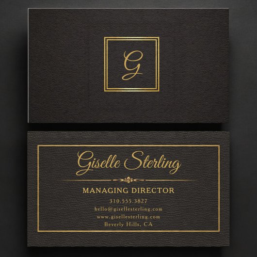 Carte De Visite Managing Director Monogrammed Gold Black
