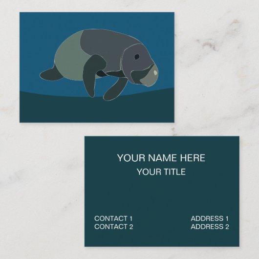 Carte De Visite Manatee Marine Faune (Devant / Derrière)