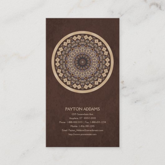 Carte De Visite Mandala abstrait de couleurs de café (Devant)