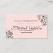 Carte De Visite Mandala argenté rose de Boho | d'instructeur de (Dos)