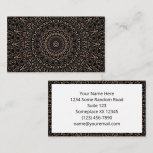 Carte De Visite Mandala beige abricot avec symétrie élégante