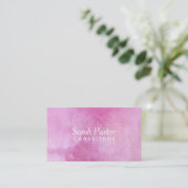 Carte De Visite Mandala blanc au-dessus de l'aquarelle rose-foncé (Debout devant)