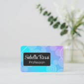 Carte De Visite Mandala blanc sur Aqua Rose Blond Arc-en-ciel Noir (Debout devant)