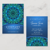 Carte De Visite Mandala bleu et vert de gemmes (Devant / Derrière)