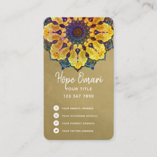 Carte De Visite Mandala Boho Doré