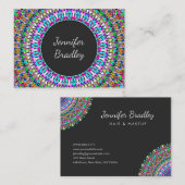 Carte De Visite Mandala coloré de fleur (Devant / Derrière)