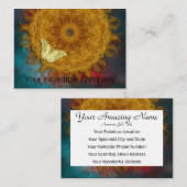 Carte De Visite Mandala de feu magique et papillon d'or (Devant / Derrière)