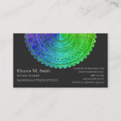 Carte De Visite Mandala de fleur d'arc-en-ciel (Dos)