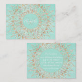 Carte De Visite Mandala de menthe et d'or (Devant / Derrière)