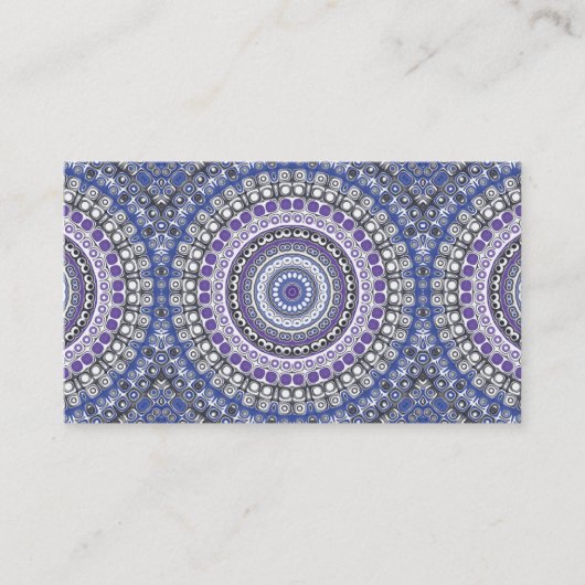 Carte De Visite Mandala de style tribal en violet et bleu (Devant)