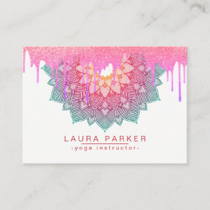 Carte De Visite Mandala Dérive Lotus Flower Yoga Pink Holistic