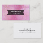 Carte De Visite Mandala d'or au-dessus d'aquarelle rose-foncé (Devant / Derrière)