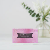 Carte De Visite Mandala d'or au-dessus d'aquarelle rose-foncé (Debout devant)