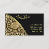 Carte De Visite Mandala d'or en noir (Dos)