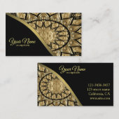 Carte De Visite Mandala d'or en noir (Devant / Derrière)