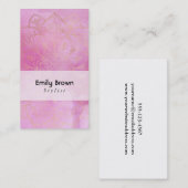 Carte De Visite Mandala d'or sur l'aquarelle rose profonde texturé (Devant / Derrière)