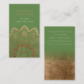 Carte De Visite Mandala d'or sur le Yoga vert (Devant / Derrière)