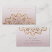 Carte De Visite Mandala d'or sur Mauve Shimmer (Devant / Derrière)