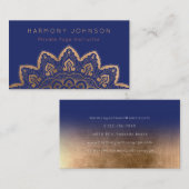 Carte De Visite Mandala d'or sur Navy Blue Yoga (Devant / Derrière)