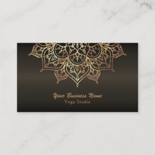 Carte De Visite Mandala doré  Bronze marron terreux Yoga moderne