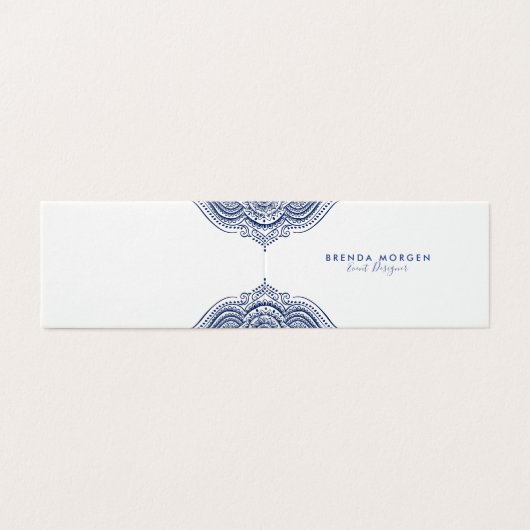 Carte De Visite Mandala élégant bleu foncé (Extérieur déplié)