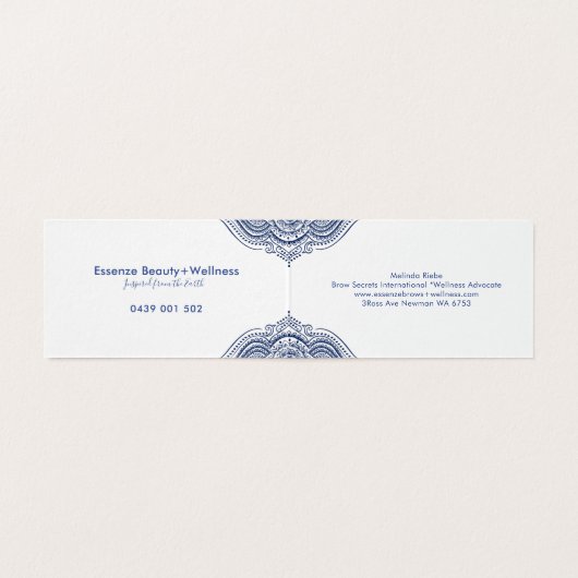 Carte De Visite Mandala élégant bleu foncé (Intérieur déplié)