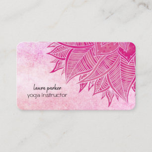 Carte De Visite Mandala Elegant Boho Paisley Floral Pink Art Yoga