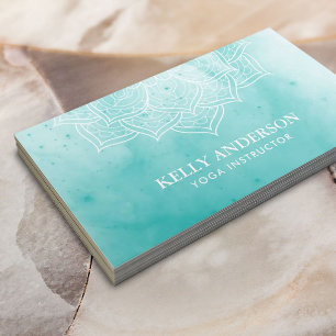 Carte De Visite Mandala élégant de Lotus d'aquarelle d'instructe