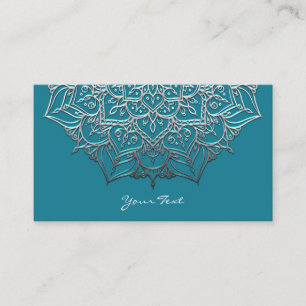 Carte De Visite Mandala élégant minimal marocain bleu-vert et arge