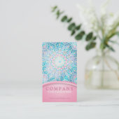 Carte De Visite Mandala en pastel de flocon de neige - rose (Debout devant)