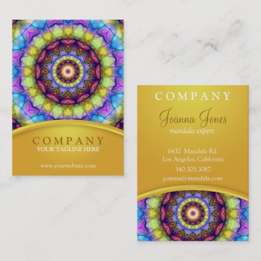 Carte De Visite Mandala en verre d'arc-en-ciel - potelé (Devant / Derrière)