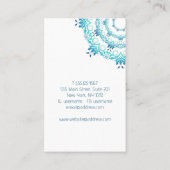 Carte De Visite mandala ethnique turquoise. Texte. ]Carte de visit (Dos)