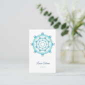 Carte De Visite mandala ethnique turquoise. Texte. ]Carte de visit (Debout devant)