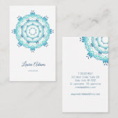 Carte De Visite mandala ethnique turquoise. Texte. ]Carte de visit (Devant / Derrière)