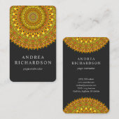 Carte De Visite Mandala fleuri floral dans des tons oranges et (Devant / Derrière)