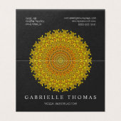 Carte De Visite Mandala fleuri floral d'or (Extérieur déplié)