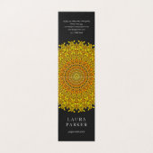 Carte De Visite Mandala fleuri floral d'or (Extérieur déplié)