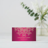 Carte De Visite Mandala fleuri fuchsia de rayon de soleil de rose (Debout devant)