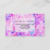 Carte De Visite Mandala fleurie de henné bleu violet maquillage (Dos)