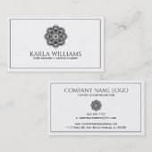 Carte De Visite Mandala Floral Blanc Et Noir (Devant / Derrière)