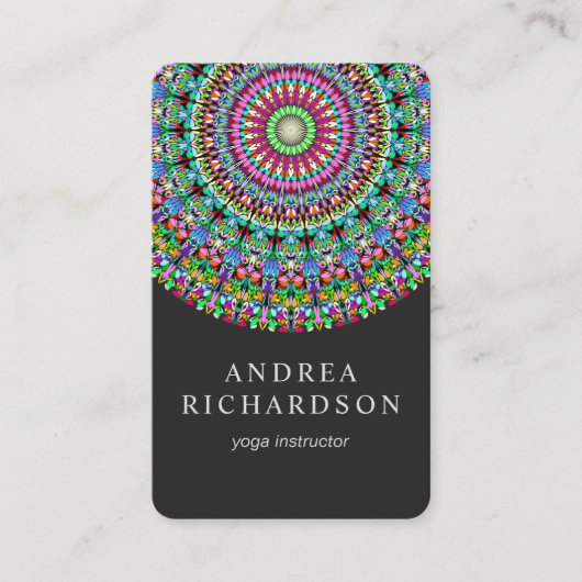 Carte De Visite Mandala floral coloré (Devant)