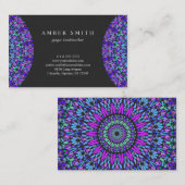 Carte De Visite Mandala floral coloré (Devant / Derrière)
