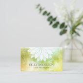 Carte De Visite Mandala floral de Lotus d'aquarelle d'instructeur (Debout devant)