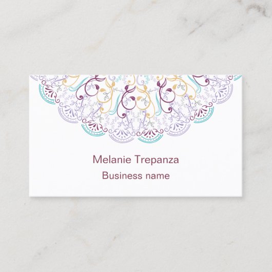 Carte De Visite Mandala floral de méditation yoga pour professionn (Devant)