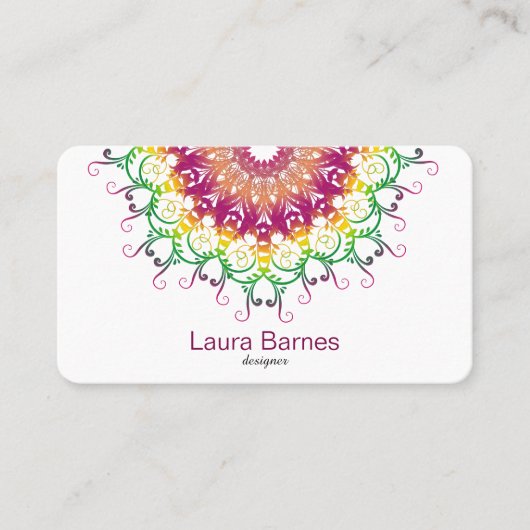 Carte De Visite Mandala floral ethnique. (Devant)