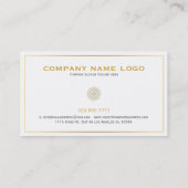 Carte De Visite Mandala Floral Orné Blanc Et Or (Dos)