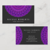 Carte De Visite Mandala floral pourpre (Devant / Derrière)