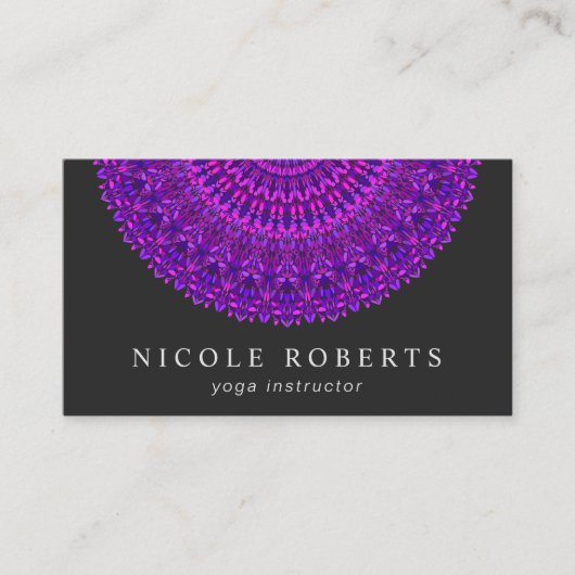 Carte De Visite Mandala floral pourpre (Devant)